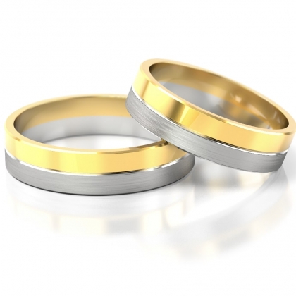 Płaskie dwukolorowe obrączki ślubne złote próby 585